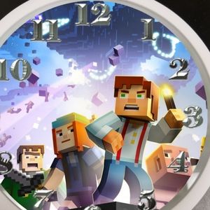 Minecraft steve with torch and friends